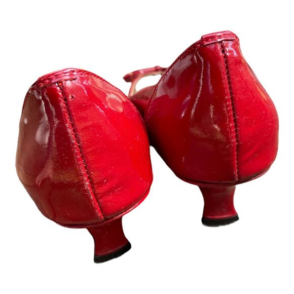 VTG Magdesians CA Red Tassels‎ Eyelet Shiny Leather Pumps sz 7.5M Heels - Picture 7 of 8